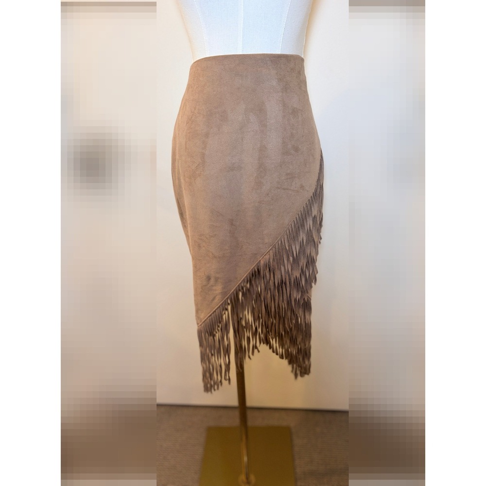 Express Taupe Fringe Midi Skirt - Picture 7 of 11